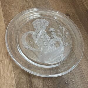 Morgantown Crystal Plate Hand Carved Country Ladies Violet Michael Yates 1984